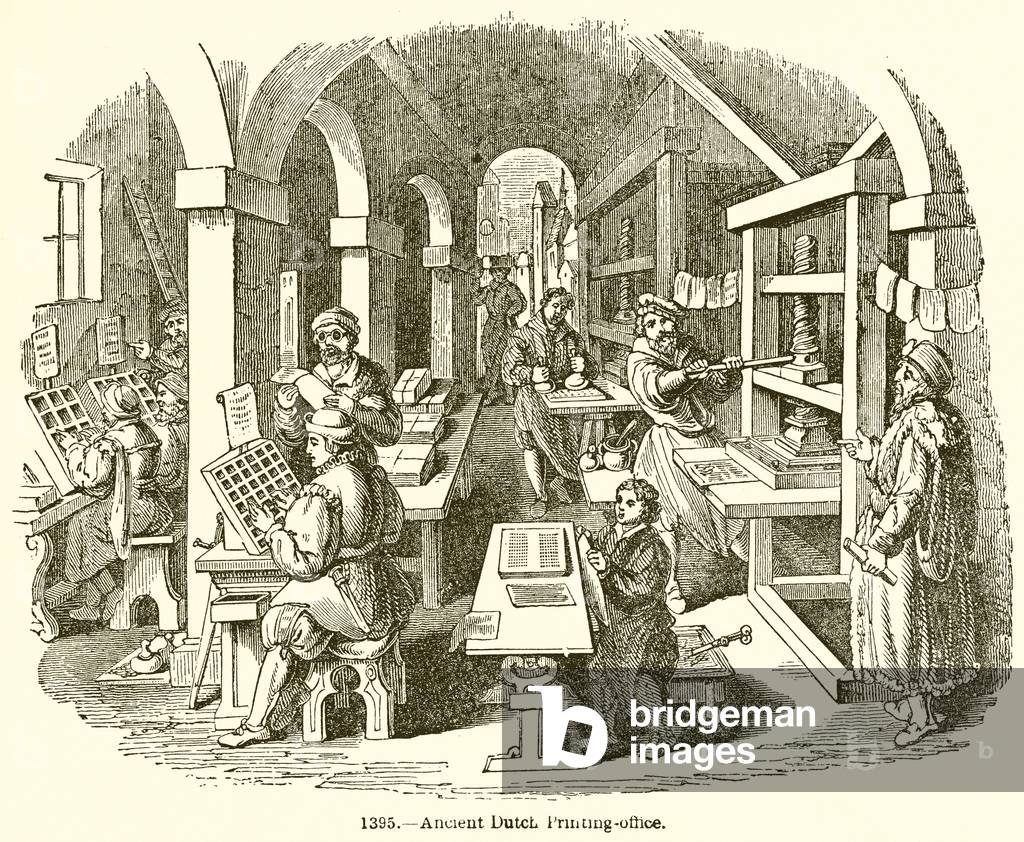 Ancient Dutch Printing-Office (engraving)