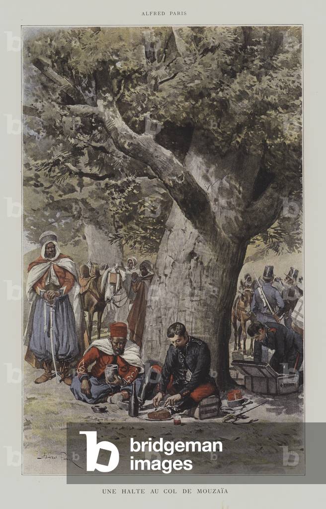 Une Halte au Col de Mouzaia (colour litho)