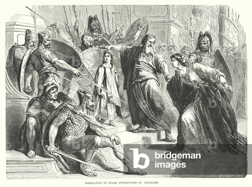 Coronation of Joash interrupted by Athaliah (engraving)