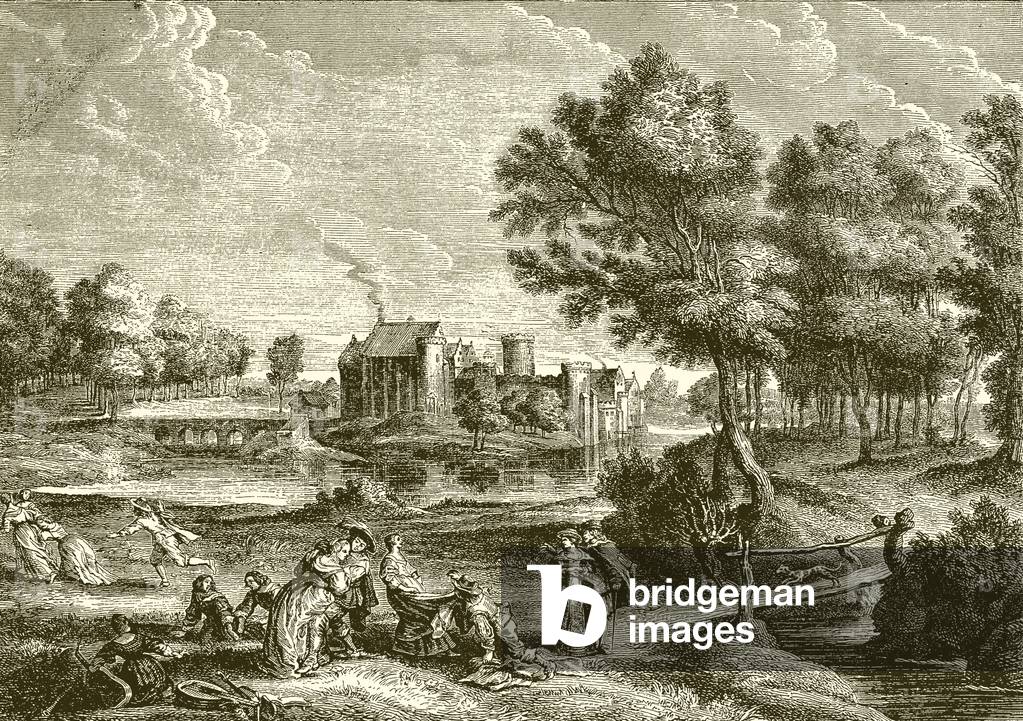 Chateau de Steen. Residence of Rubens (engraving)