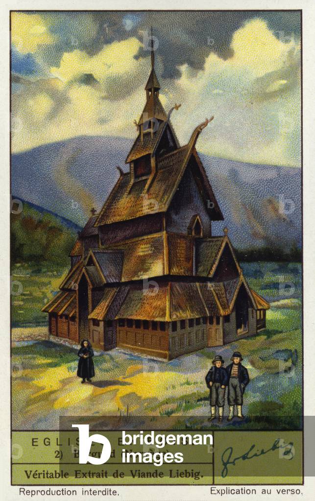 Borgund Stave Church, Norway (chromolitho)