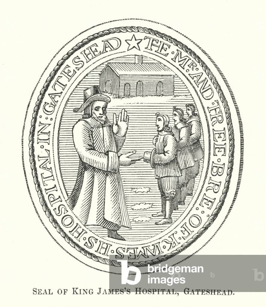 Seal of King James's Hospital, Gateshead (engraving)