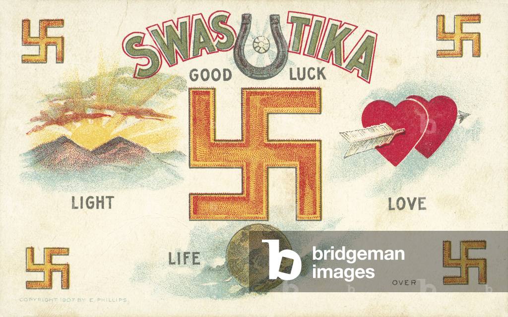 Swastika, Good Luck Emblem (colour litho)