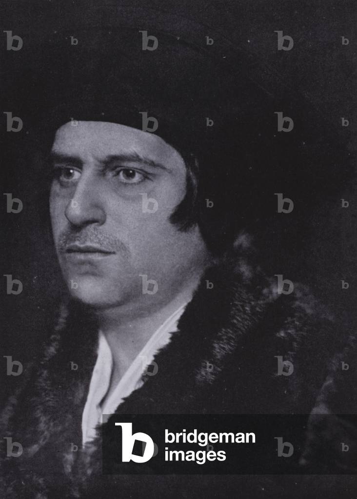 Theatrical make-up: Sir Thomas More (b/w photo)