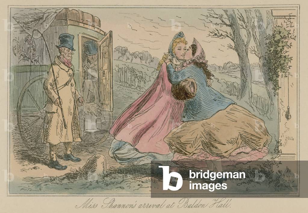 Miss Shannon's arrival at Baldon Hall (coloured engraving)