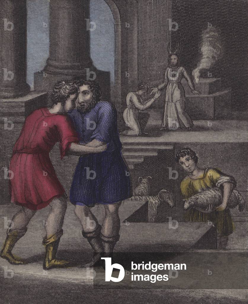 Illustration for Scripture History for the Improvement of Youth, c.1850 (coloured engraving)