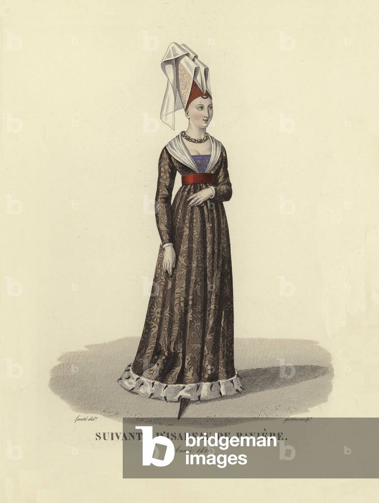 Follower of Isabeau of Bavaria (coloured engraving)