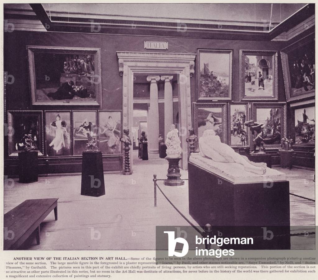 Chicago World's Fair, 1893: Another View of the Italian Section in Art Hall (b/w photo)