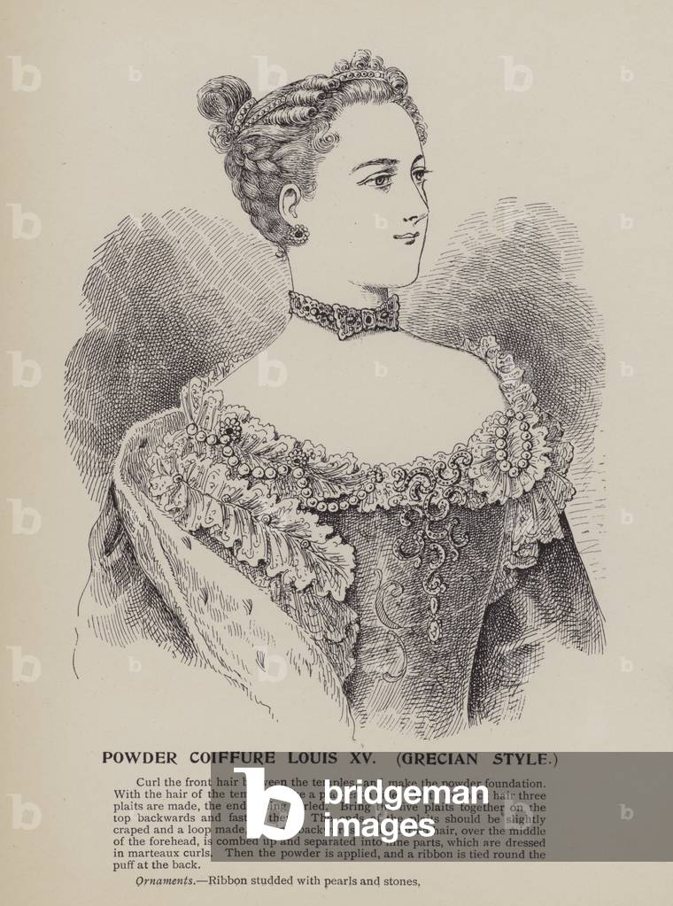 Powder Coiffure Louis XV, Grecian Style (engraving)