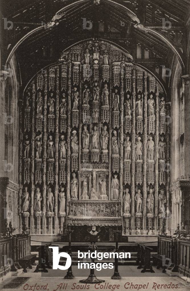 Oxford, All Souls College Chapel, Reredos (b/w photo)
