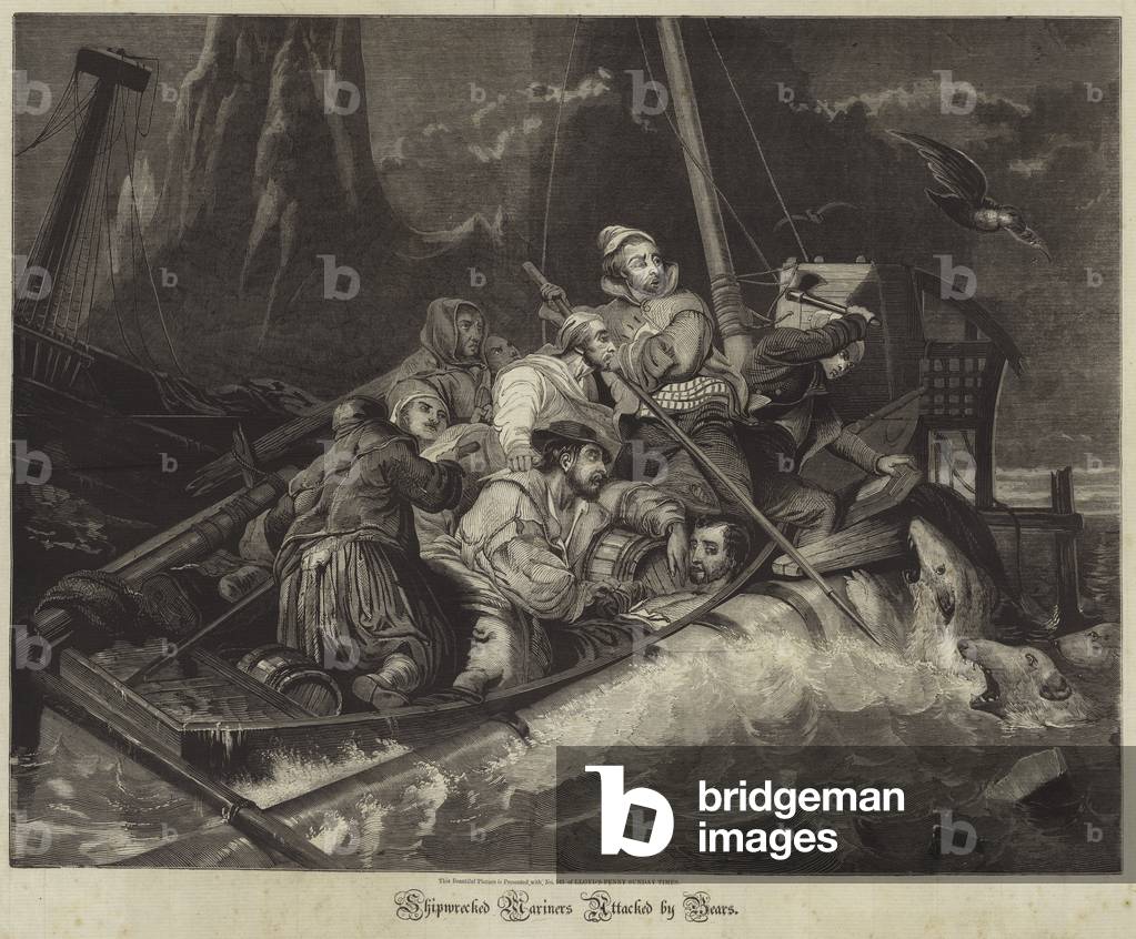 Shipwrecked Mariners Attacked by Bears (engraving)