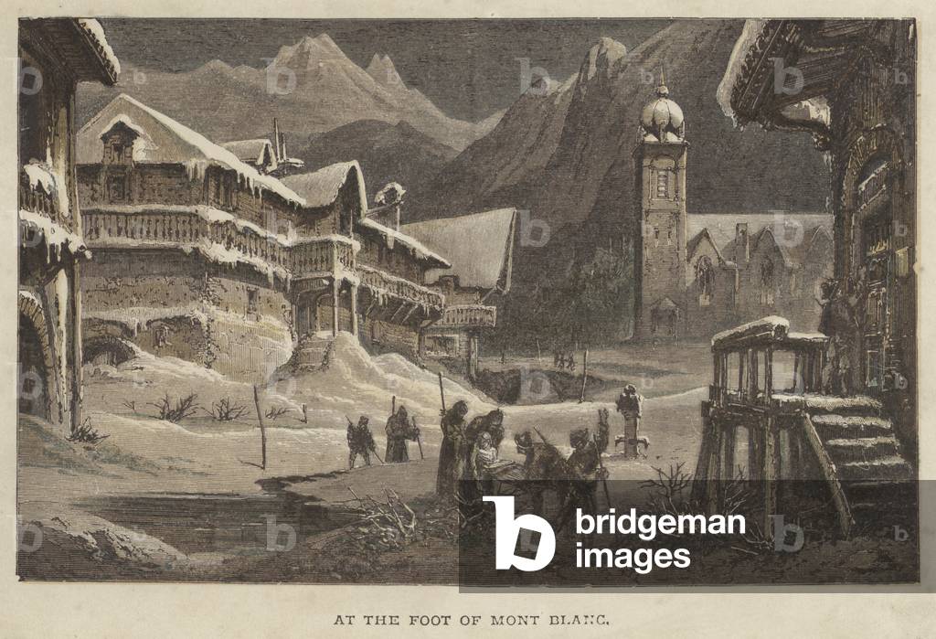 At the Foot of Mont Blanc (coloured engraving)