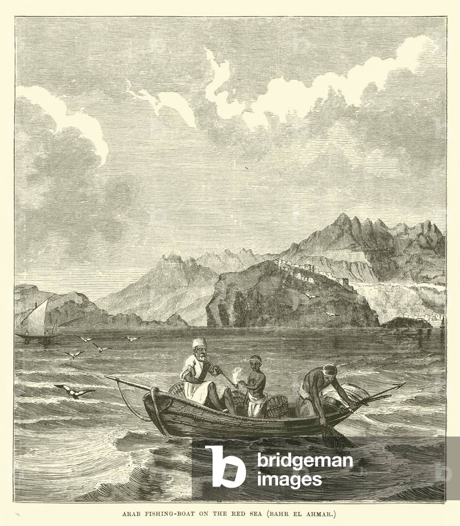 Arab fishing-boat on the Red Sea, Bahr el Ahmar (engraving)