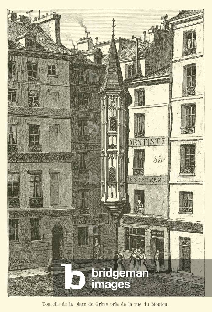 Tourelle de la place de Greve pres de la rue du Mouton (engraving)