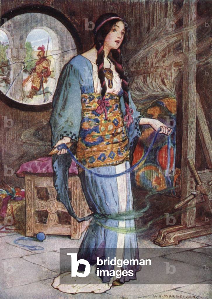 The Lady of Shalott (colour litho)