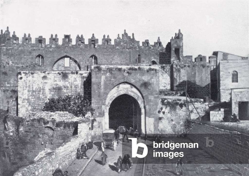 The Damascus Gate, Jerusalem (b/w photo)