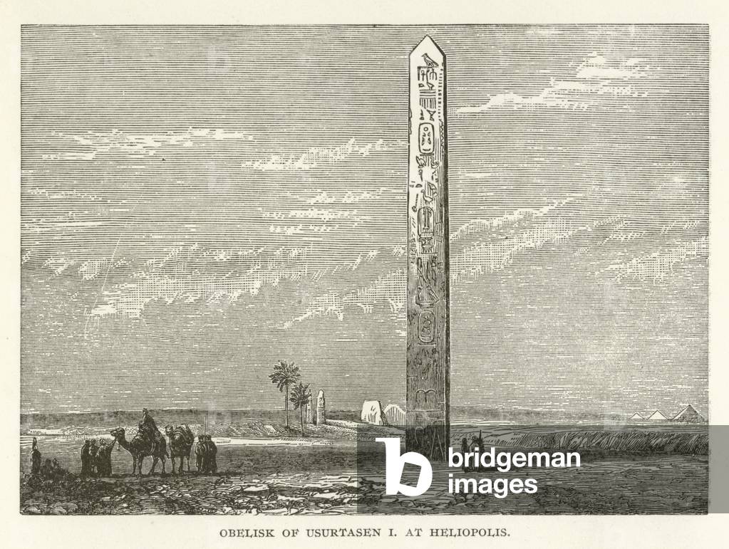 Obelisk of Usurtasen I at Heliopolis (engraving)