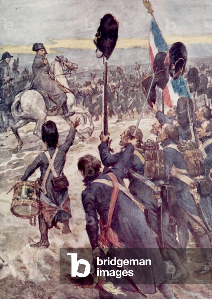 Napoleon at Austerlitz (colour litho)