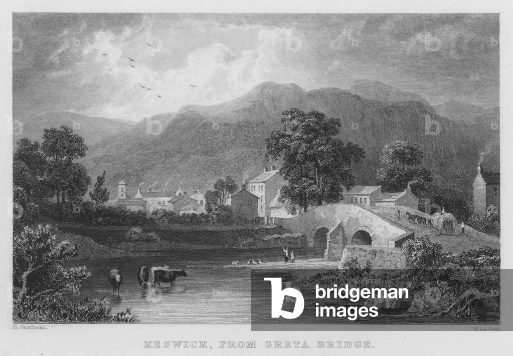 Keswick, from Greta Bridge (engraving)