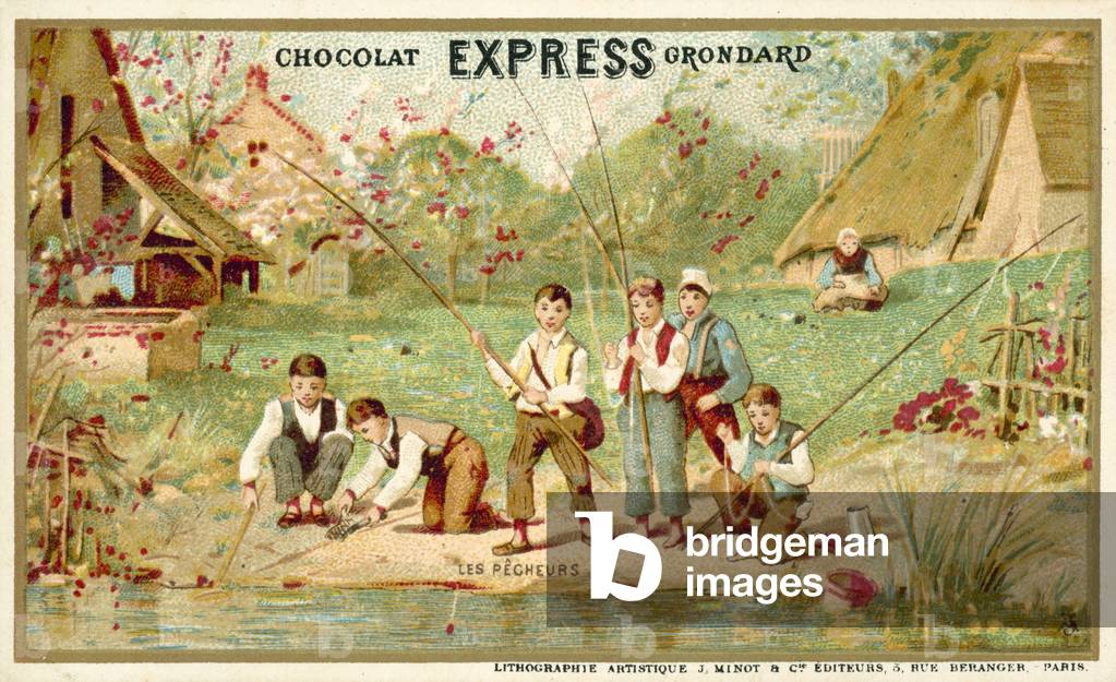 Boys fishing (chromolitho)