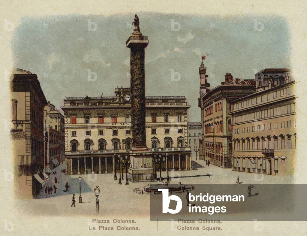 Piazza Colonna (colour litho)