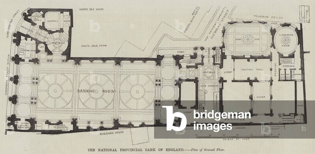 The National Provincial Bank of England, Plan of Ground Floor (engraving)
