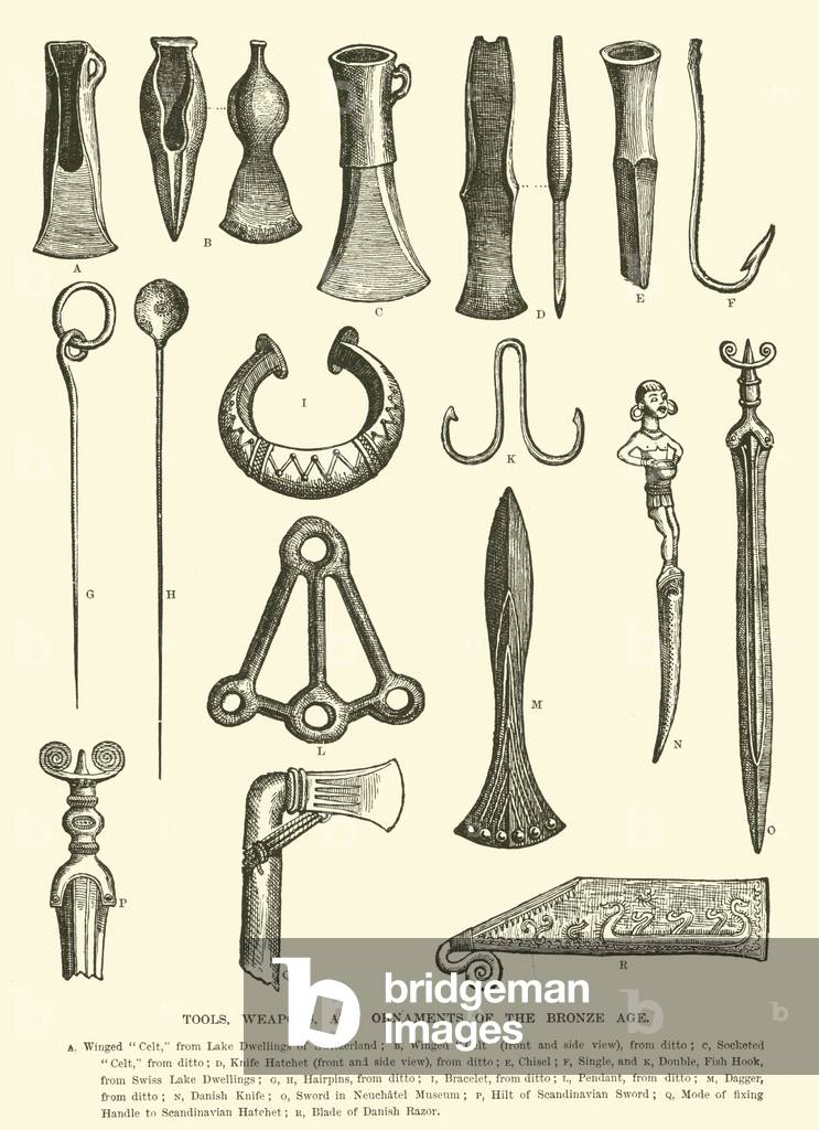 Tools, weapons and ornaments of the Bronze Age (engraving)