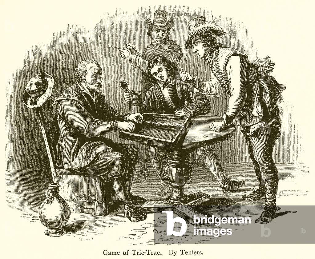 Game of Tric-Trac. By Teniers (engraving)