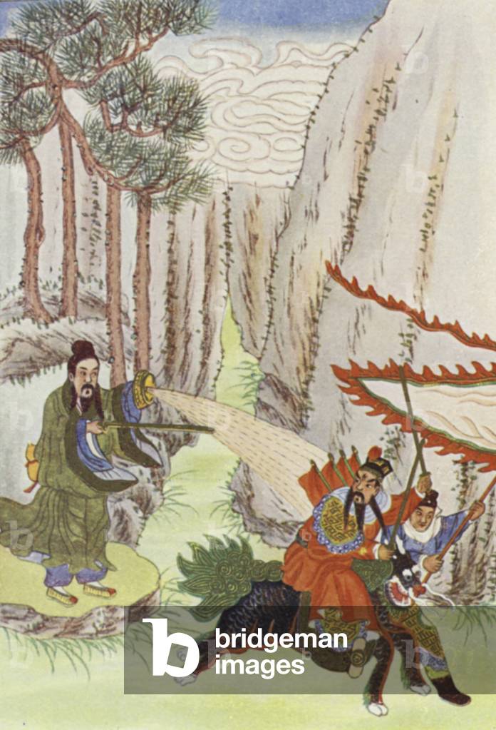 Chiang Tzu-Ya defeats Wen Chung (colour litho)