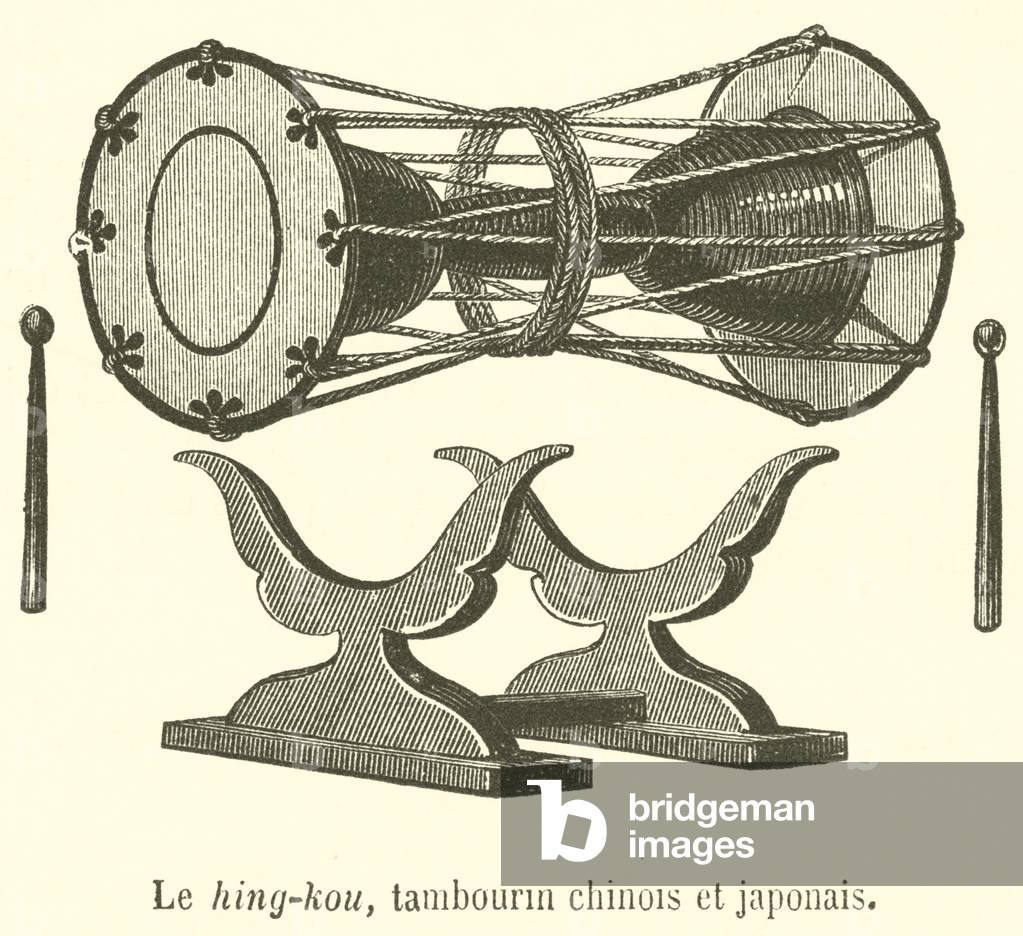 Le hing-kou, tambourin chinois et japonais (engraving)
