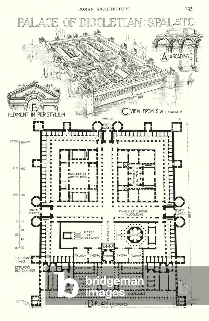 Roman Architecture; Palace of Diocletian, Spalato (litho)