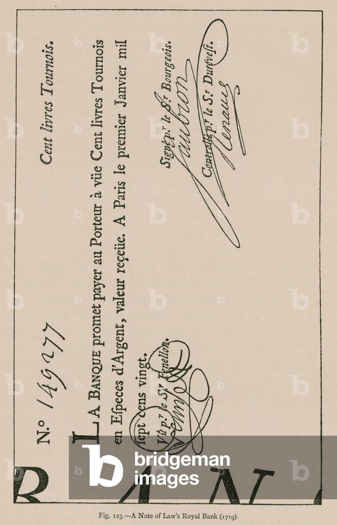 A Note from Law's Royal Bank (1719) (engraving)