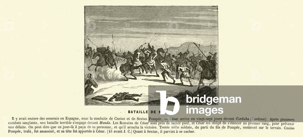 Battle of Munda, Spain, Caesar's Civil War, 45 BC (engraving)