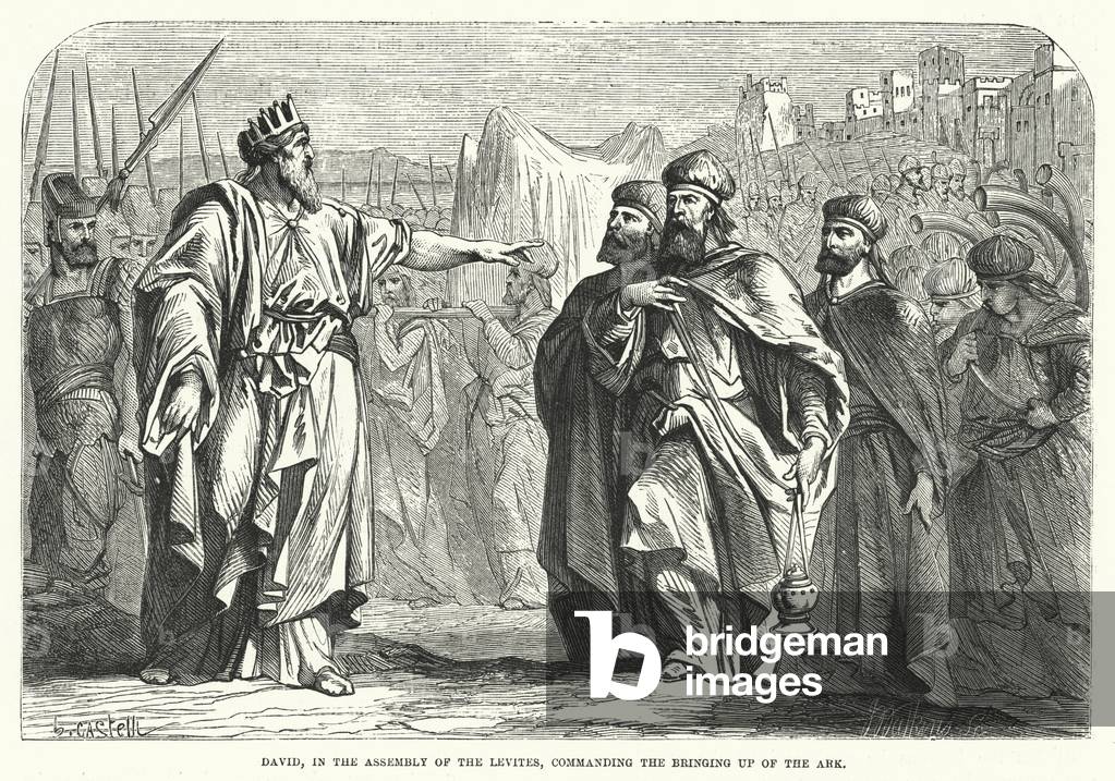 David, in the Assembly of the Levites, commanding the Bringing Up of the Ark (engraving)
