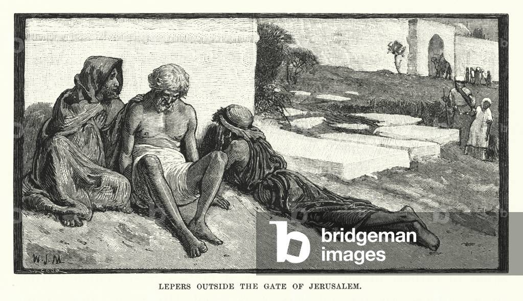 Lepers outside the Gate of Jerusalem (engraving)