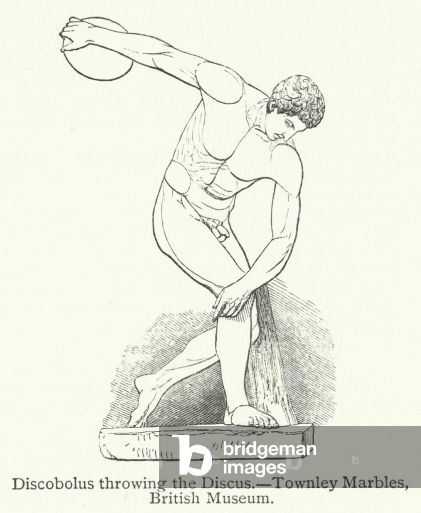 Discobolus throwing the Discus (engraving)