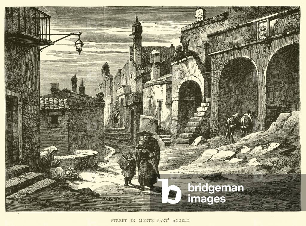 Street in Monte Sant' Angelo (engraving)