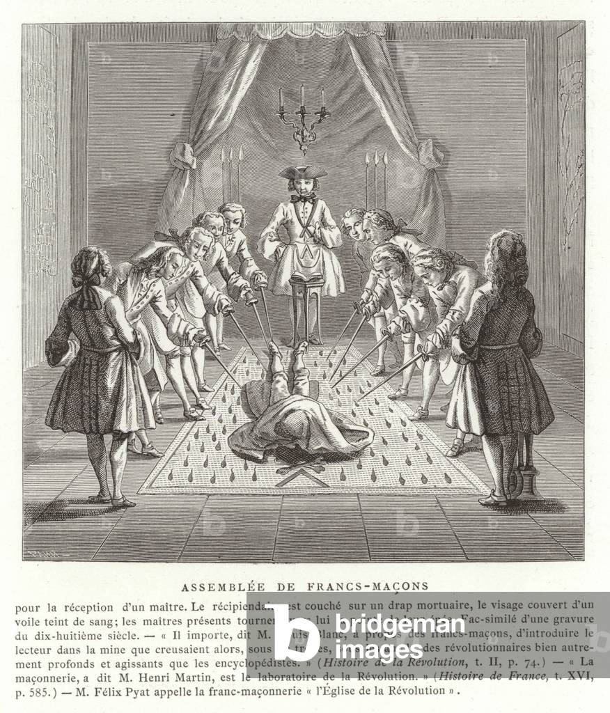 Freemasons' meeting, 18th Century (engraving)