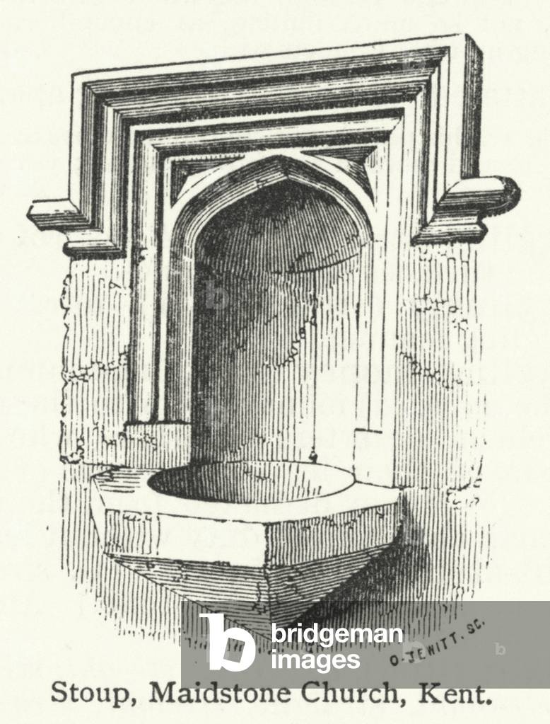 Stoup, Maidstone Church, Kent (engraving)