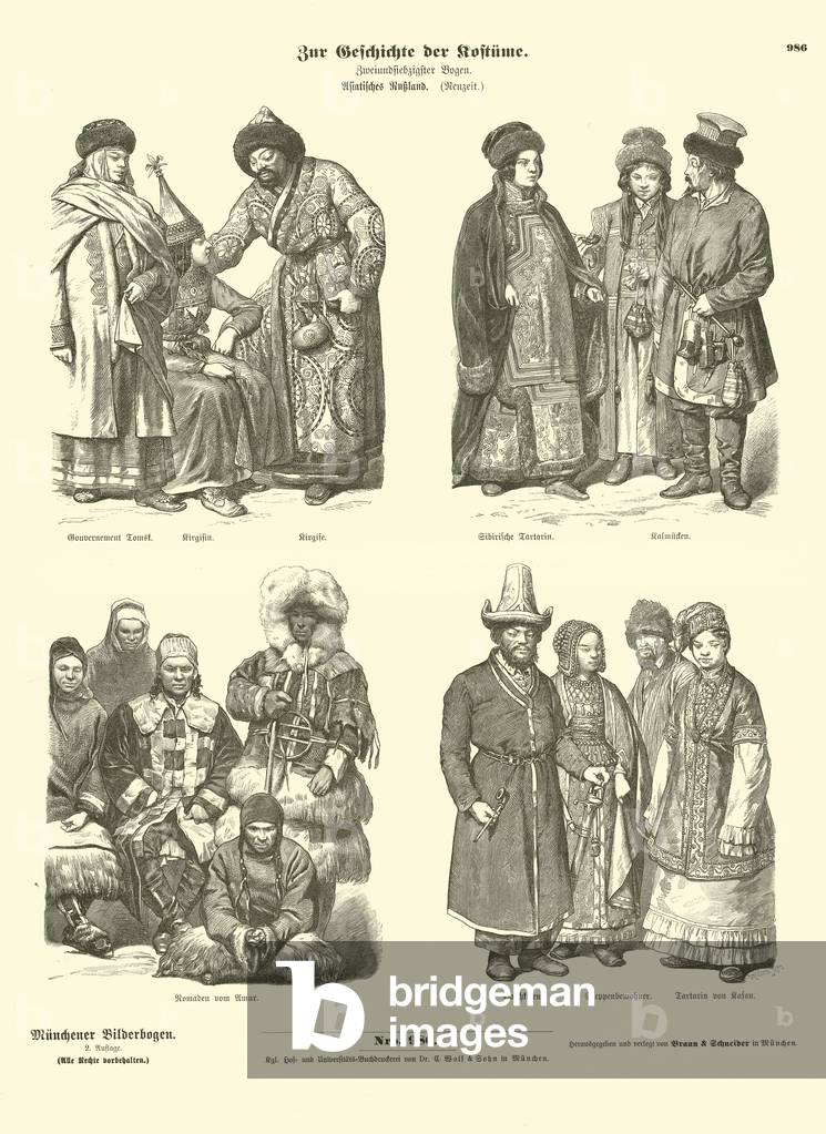 Costumes of the Russian Far East, 19th Century (engraving)