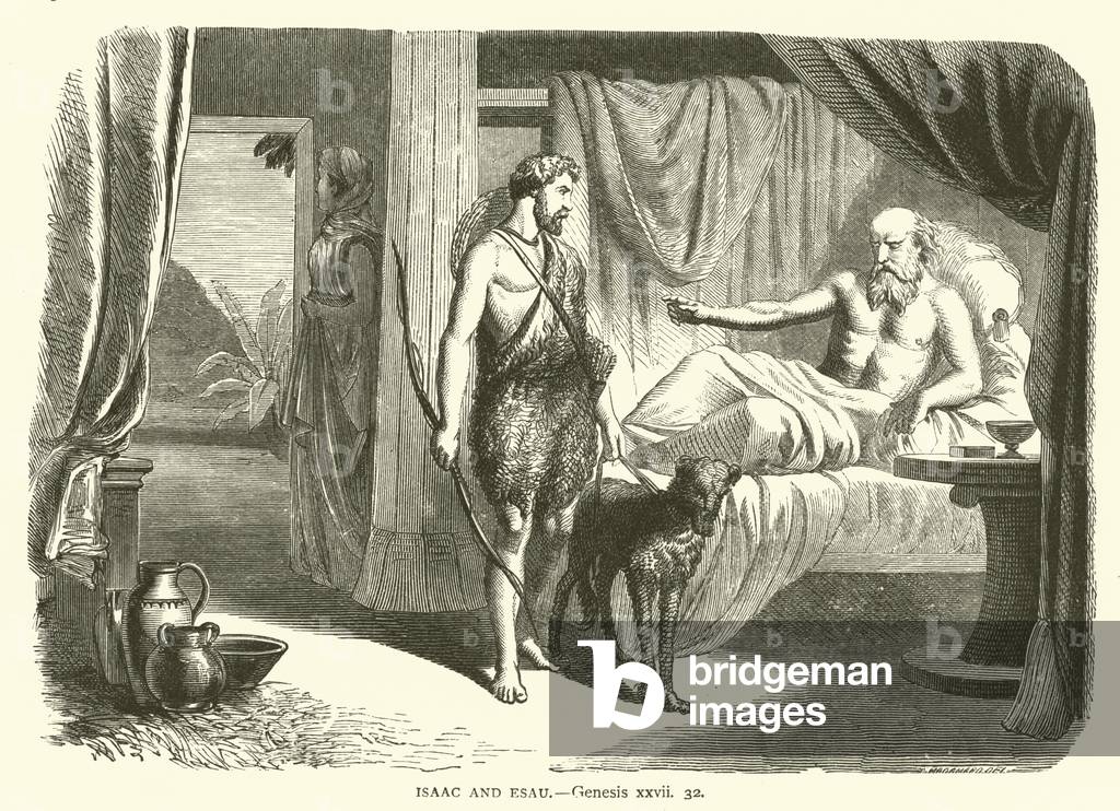 Isaac and Esau, Genesis, xxvii, 32 (engraving)