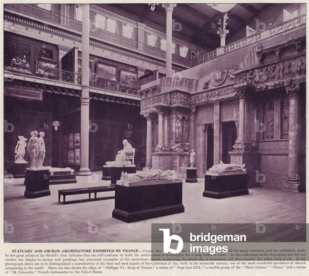 Chicago World's Fair, 1893: Statuary and Church Architecture exhibited by France (b/w photo)