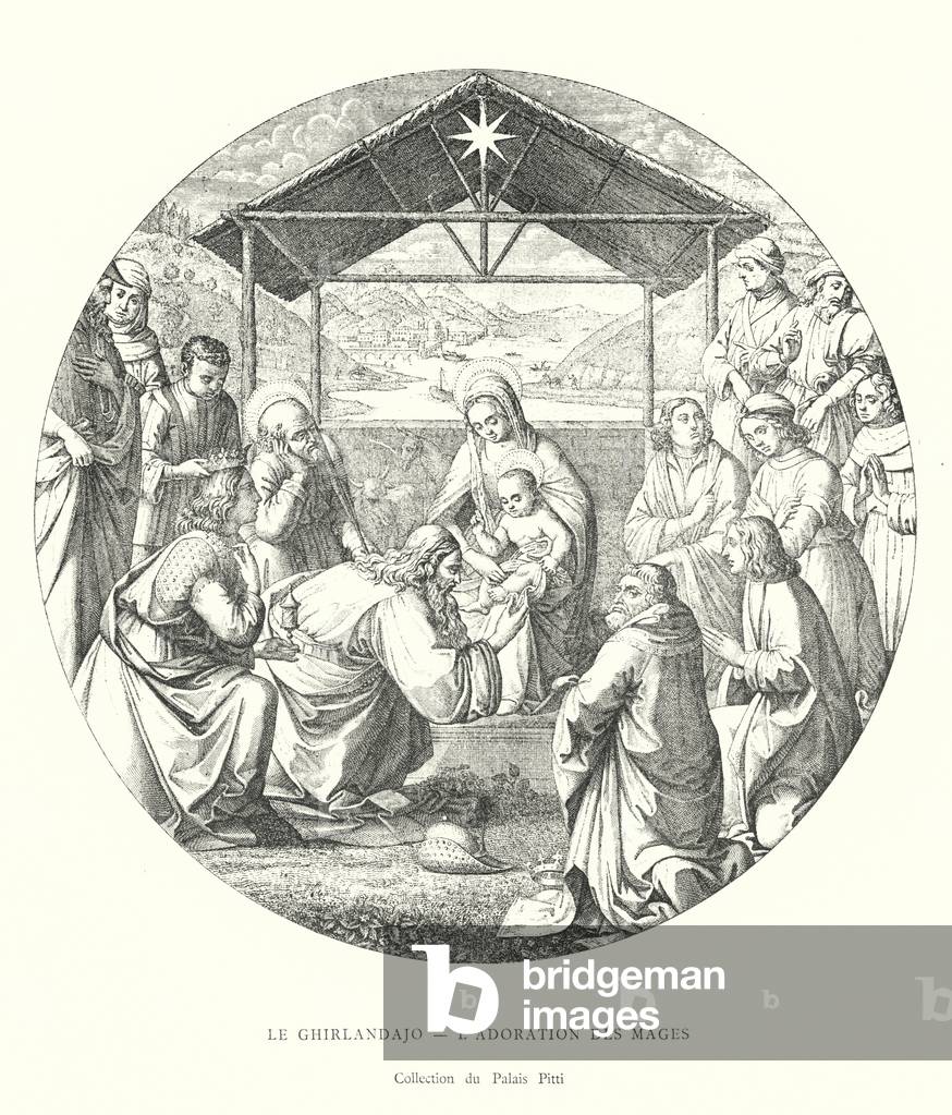 Le Ghirlandajo, L'Adoration des Mages, Collection du Palais Pitti (engraving)