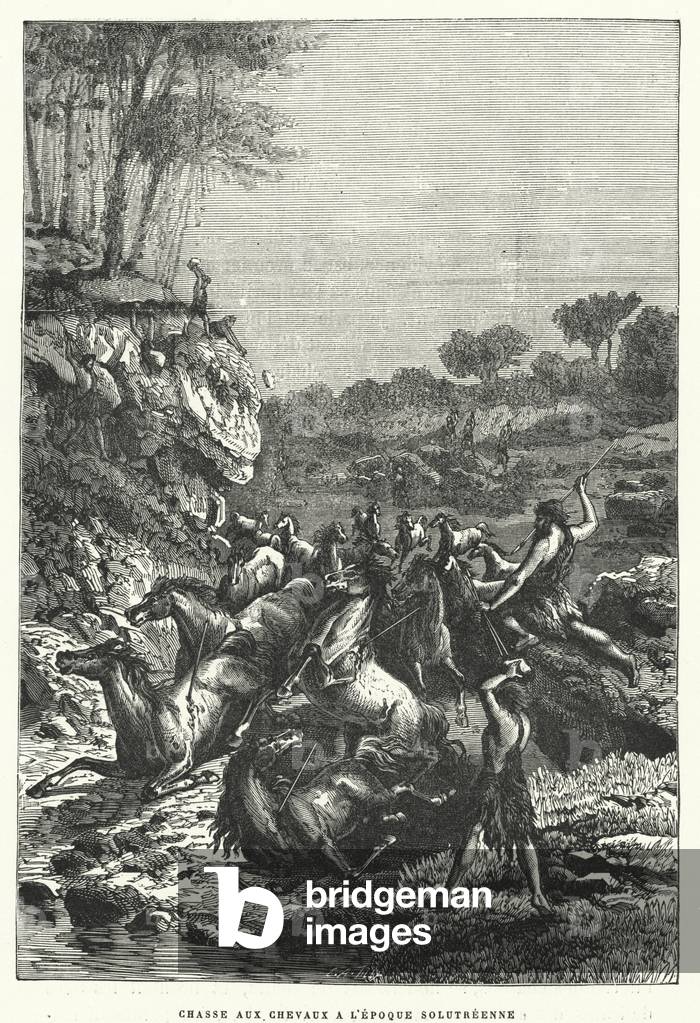Chasse Aux Chevaux A L'Epoque Solutreenne (engraving)