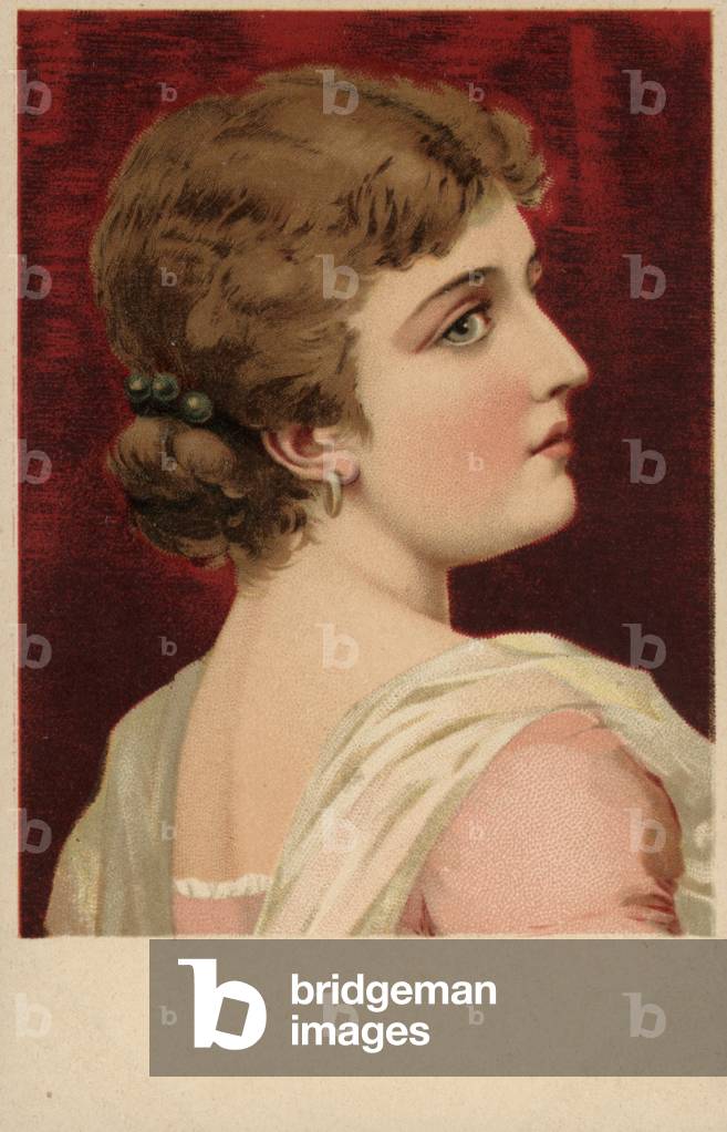 Girl in pink dress (colour litho)