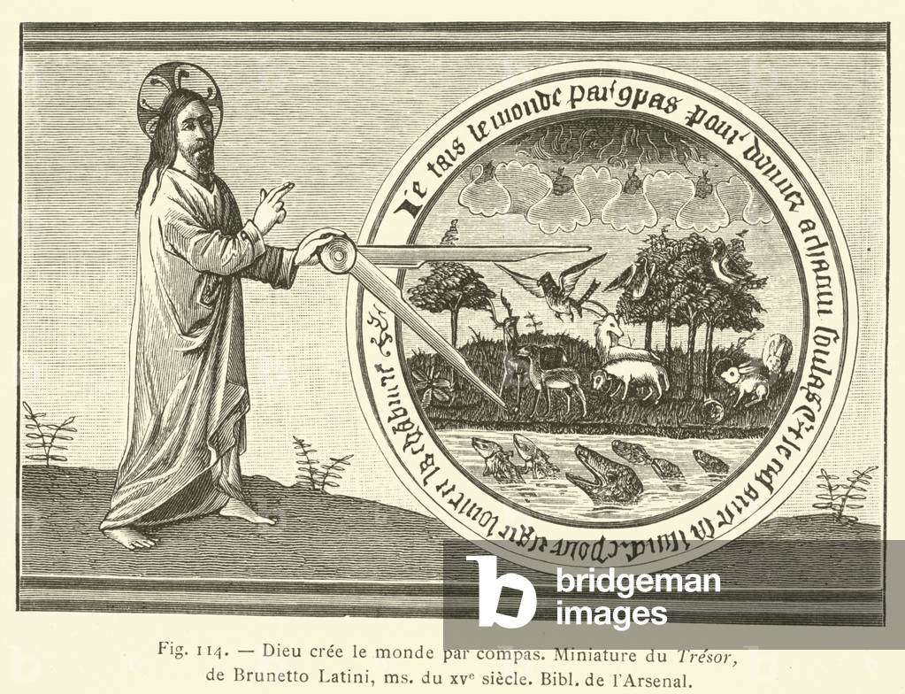 Dieu cree le monde par compas (engraving)