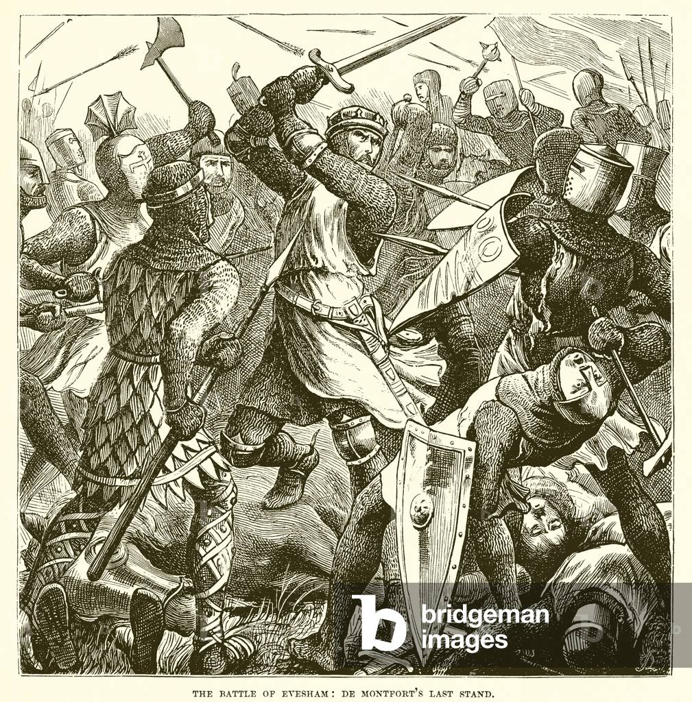 The battle of Evesham: De Montfort's last stand (engraving)
