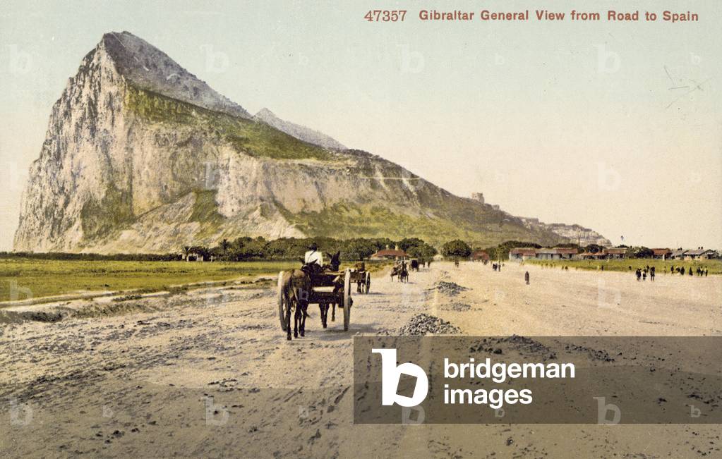 Gibraltar, General View from road to Spain (colour photo)
