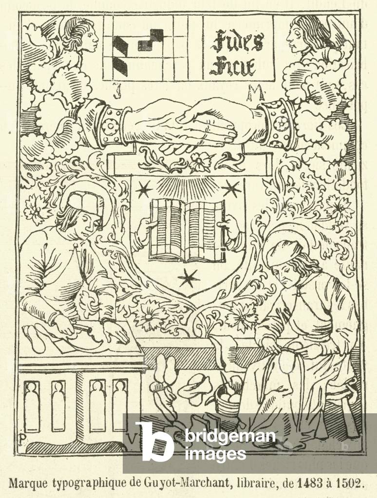 Marque typographique de Guyot-Marchant, libraire, de 1483 a 1502 (engraving)
