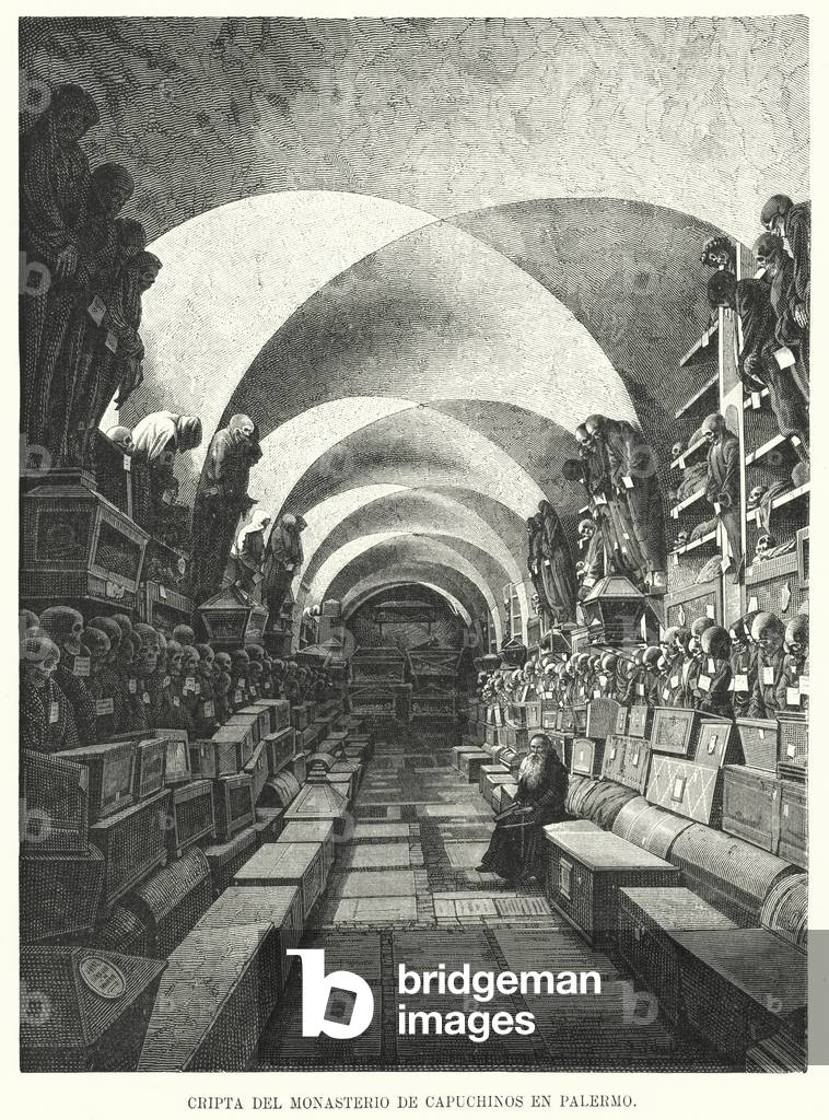 Catacombs of the Capuchin Monastery, Palermo, Sicily, Italy (litho)